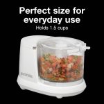 Proctor Silex Durable Electric Vegetable Chopper & Mini Food Processor for Chopping, Puree & Emulsify, 1.5 Cup, White - Image 6