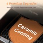 Cosori 9-in-1 TurboBlaze Air Fryer 6 Qt, Premium Ceramic Coating, 90°–450°F, Precise Heating for Even Results, Air Fry, Roast, Bake, Broil, Dry, Frozen, Proof, Reheat, Keep Warm, 120V, Dark Gray