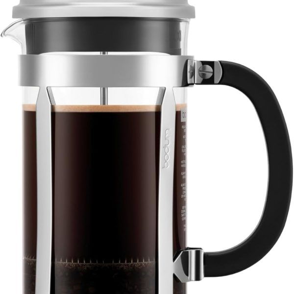 Bodum 34oz Chambord French Press Coffee Maker, High-Heat Borosilicate Glass, Polished Stainless Steel – Made in Portugal