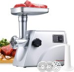 Sunmile SM-G33 Electric Meat Grinder - 1HP 800W Max Power - ETL Stainless Steel Meat Grinder Mincer Sausage Stuffer, Stainless Steel Blade and Plates and 1 Sausage Maker