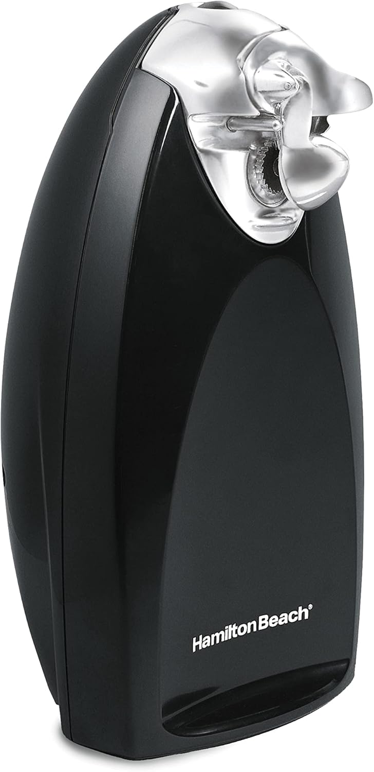 61zymeIFUKL._AC_SL1500_ Hamilton Beach Electric Automatic Can Opener with Auto Shutoff, Knife Sharpener, Cord Storage, and SureCut Patented Technology, Extra Tall, Black - Image 1