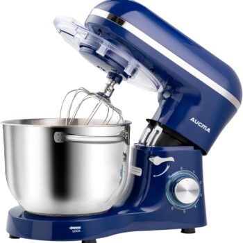 Aucma Stand Mixer,6.5-QT 660W 6-Speed Tilt-Head Food Mixer, Kitchen Electric Mixer with Dough Hook, Wire Whip & Beater (6.5QT, Royal Blue)
