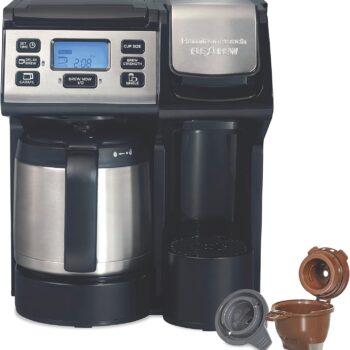 Hamilton Beach FlexBrew Trio 2-Way Coffee Maker, Compatible with K-Cup Pods or Grounds, Combo, Single Serve & Full 12c Thermal Pot, Black and Stainless – Fast Brewing