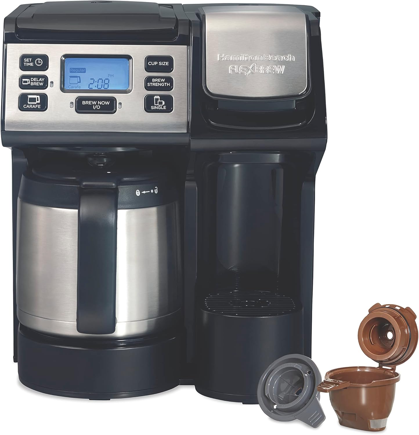Hamilton Beach FlexBrew Trio 2-Way Coffee Maker, Compatible with K-Cup Pods or Grounds, Combo, Single Serve & Full 12c Thermal Pot, Black and Stainless – Fast Brewing Hamilton Beach FlexBrew Trio 2-Way Coffee Maker, Compatible with K-Cup Pods or Grounds, Combo, Single Serve & Full 12c Thermal Pot, Black and Stainless – Fast Brewing