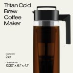 Takeya Tritan Cold Brew Coffee Maker - Airtight Pitcher with Leak-Free Lid - BPA-Free Cold Brew Maker with Silicone Handle - Dishwasher-Safe Pitcher for Homemade Cold Brew - 2 Quart, Black - Image 3