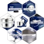Aucma Stand Mixer,6.5-QT 660W 6-Speed Tilt-Head Food Mixer, Kitchen Electric Mixer with Dough Hook, Wire Whip & Beater (6.5QT, Royal Blue)
