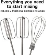 Hamilton Beach 6-Speed Electric Hand Mixer with Whisk, Traditional Beaters, Snap-On Storage Case, 250 Watts, White - Image 2