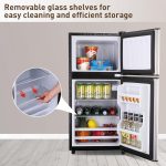 Mini Fridge with Freezer, 3.2 Cu. Ft. Small Fridges with Freezer, Refrigerators Adjustable Thermostat, Apartment Size Refrigerator with Freezers for Office, Apartment, Dorm, Kitchen, Silver - Image 4