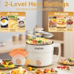 Stariver 1.5L Electric Hot Pot with Dual Power - Mini Portable Non-Stick Noodle Cooker for Ramen, Soup, Pasta, Egg, Oatmeal - Overheat & Boil-Dry Protection - Ideal for Dorm, Office, Travel Gift - Image 2