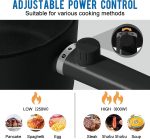 Topwit Hot Pot Electric with Steamer, 1.5L Ramen Cooker, Non-Stick Frying Pan, Electric Pot for Pasta, BPA Free, Electric Cooker with Dual Power Control, Over-Heating & Boil Dry Protection, Black - Image 3