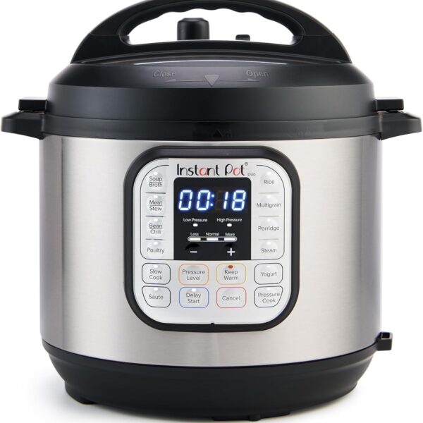 Instant Pot Duo 7-in-1 Electric Pressure Cooker, Slow Cooker, Rice Cooker, Steamer, Sauté, Yogurt Maker, Warmer & Sterilizer, Includes App With Over 800 Recipes, Stainless Steel, 8 Quart