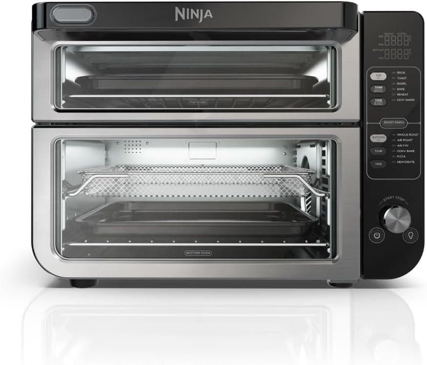 Ninja DCT401 12-in-1 Double Oven with FlexDoor, FlavorSeal & Smart Finish, Rapid Top Convection and Air Fry Bottom , Bake, Roast, Toast, Air Fry, Pizza and More, Stainless Steel Ninja DCT401 12-in-1 Double Oven with FlexDoor, FlavorSeal & Smart Finish, Rapid Top Convection and Air Fry Bottom , Bake, Roast, Toast, Air Fry, Pizza and More, Stainless Steel
