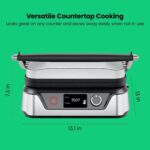 Chefman 5-in-1 Digital Panini Press Grill Sandwich Maker and Griddle Grill Combo with Removable, Reversible Dishwasher-Safe Grilling Plates, Opens 180° for Indoor BBQ /Flat Top Grill, Stainless steel