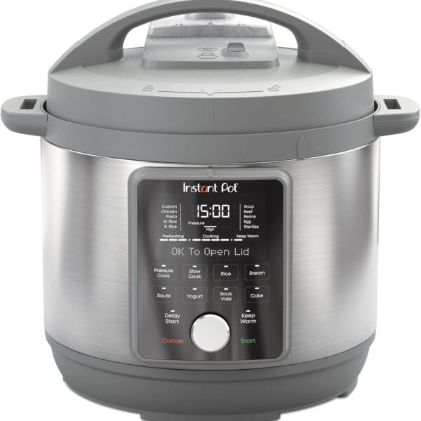 Instant Pot, 6-Quart Whisper Quiet 9-in-1 Electric Pressure Cooker, Slow Rice Steamer, Sauté, Yogurt Maker, Warmer & Sterilizer, Free App with 800+ Recipes, Stainless Steel