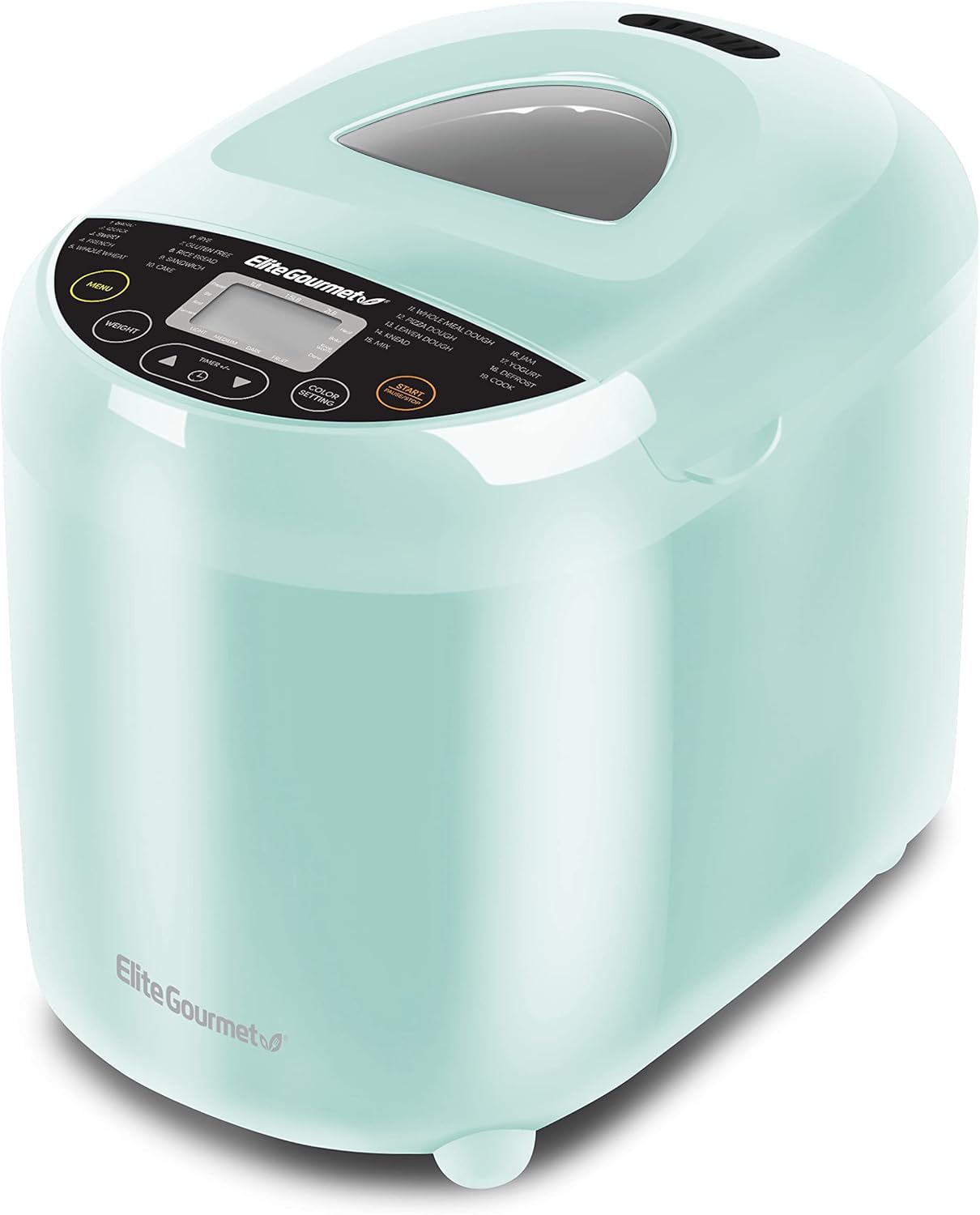 Elite Gourmet EBM8103M Programmable Bread Maker Machine 3 Loaf Sizes, 19 Menu Functions Gluten Free White Wheat Rye French and more, 2 Lbs, Mint Elite Gourmet EBM8103M Programmable Bread Maker Machine 3 Loaf Sizes, 19 Menu Functions Gluten Free White Wheat Rye French and more, 2 Lbs, Mint
