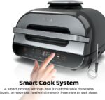 Ninja | Indoor Grill and Air Fryer| Foodi Smart XL | 6-in-1 Grill, Air Fry, Roast, Bake, Broil, Dehydrate & Crisp |Smart Thermometer & Splatter Shield | Dishwasher Safe Parts | Black/Silver | FG551