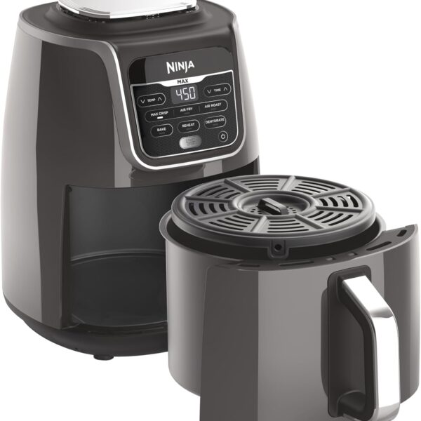 Ninja AF161 Max XL Air Fryer that Cooks, Crisps, Roasts, Bakes, Reheats and Dehydrates, with 5.5 Quart Capacity, and a High Gloss Finish, Grey