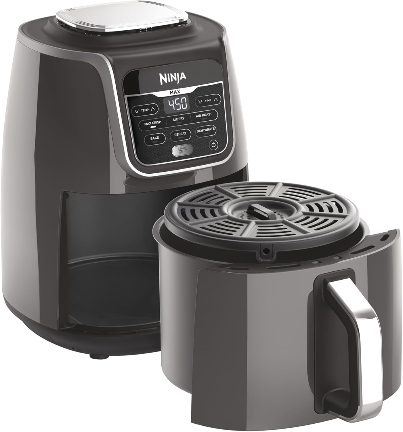 Ninja AF161 Max XL Air Fryer that Cooks, Crisps, Roasts, Bakes, Reheats and Dehydrates, with 5.5 Quart Capacity, and a High Gloss Finish, Grey Ninja AF161 Max XL Air Fryer that Cooks, Crisps, Roasts, Bakes, Reheats and Dehydrates, with 5.5 Quart Capacity, and a High Gloss Finish, Grey