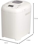 Amazon Basics Programmable Bread Maker, 2 Pound Non-Stick Automatic Bread Making Machine, 14 Settings for Breads, Doughs, Gluten-Free Options and More, LCD Display, White
