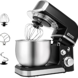 Kitchen in the box Stand Mixer,3.2Qt Small Electric Food Mixer,6 Speeds Portable Lightweight Kitchen Mixer for Daily Use with Egg Whisk,Dough Hook,Flat Beater (Black)