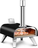 BIG HORN OUTDOORS 12" Woodfire Pizza Stone Oven, 887°F Outdoor Stainless Pizza Cooker, Portable for Party Usage, Black