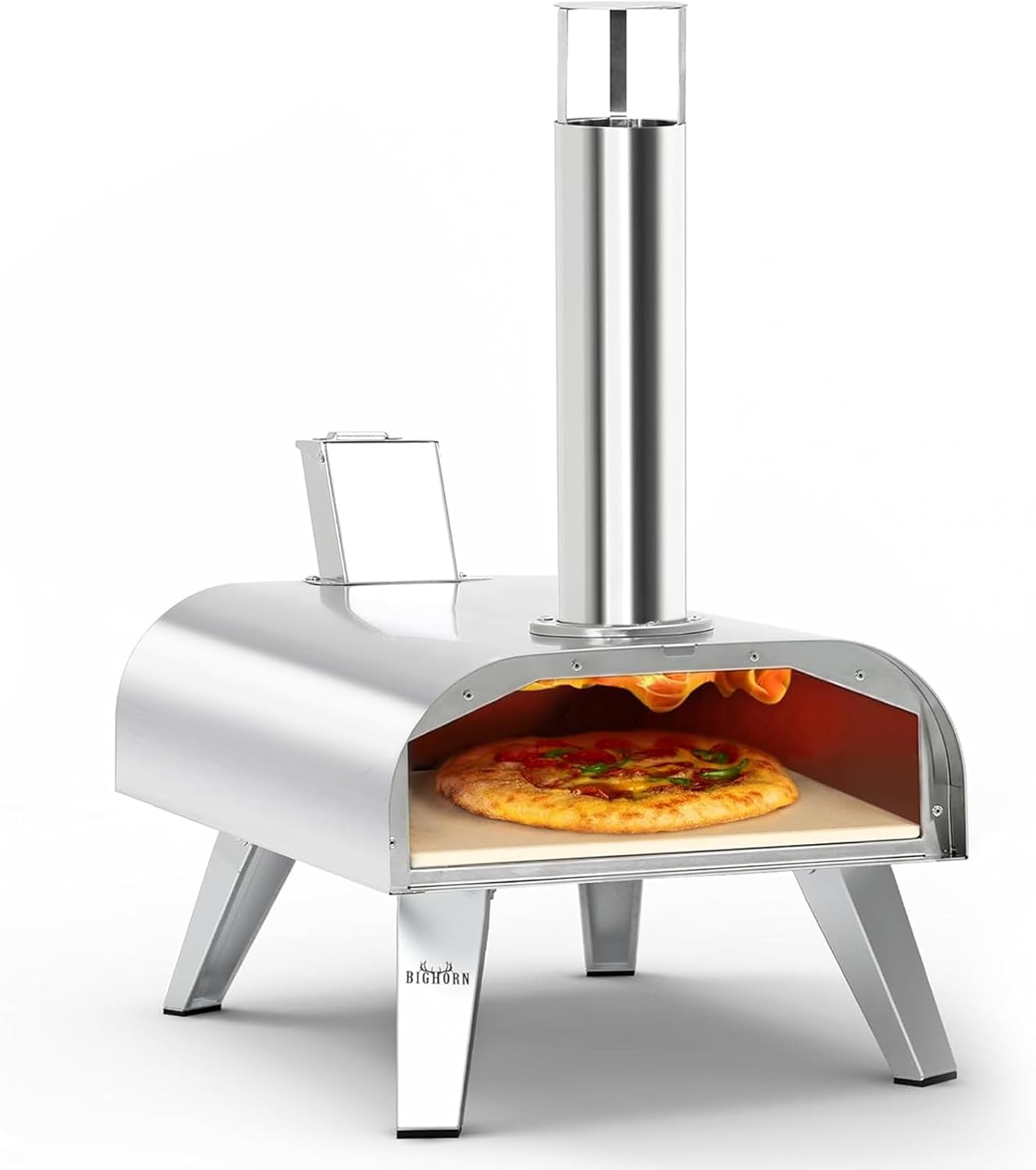 BIG HORN OUTDOORS 12" Woodfire Pizza Stone Oven, 887°F Outdoor Stainless Pizza Cooker, Portable for Party Usage, Sliver BIG HORN OUTDOORS 12" Woodfire Pizza Stone Oven, 887°F Outdoor Stainless Pizza Cooker, Portable for Party Usage, Sliver