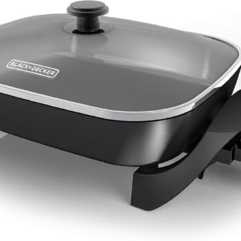 BLACK+DECKER Electric Skillet, Variable Temperature Control, Nonstick Cooking Surface, Dishwasher Safe, Tempered Glass Lid, 12"x15"