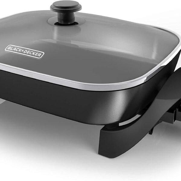 BLACK+DECKER Electric Skillet, Variable Temperature Control, Nonstick Cooking Surface, Dishwasher Safe, Tempered Glass Lid, 12"x15"