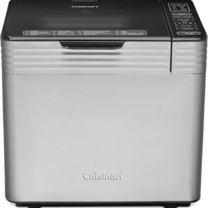 Cuisinart Bread Maker Machine, Stainless Steel Convection Bread Machine with 16 Menu Options, 3 Loaf Sizes Up to 2 Lb., 3 Crust Colors, Includes Measuring Cup, Spoon & Kneading Hook, CBK-210