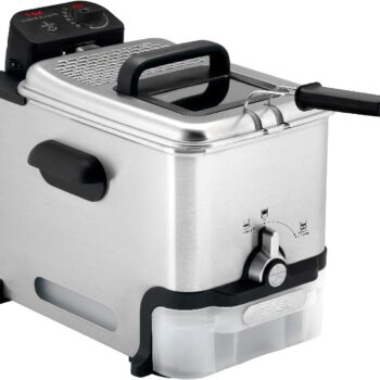 T-fal 3.5L Stainless Steel Deep Fryer with Basket for Home Use, 1700W, Deep Fryer with Oil Filtration, Temp Control, Digital Timer