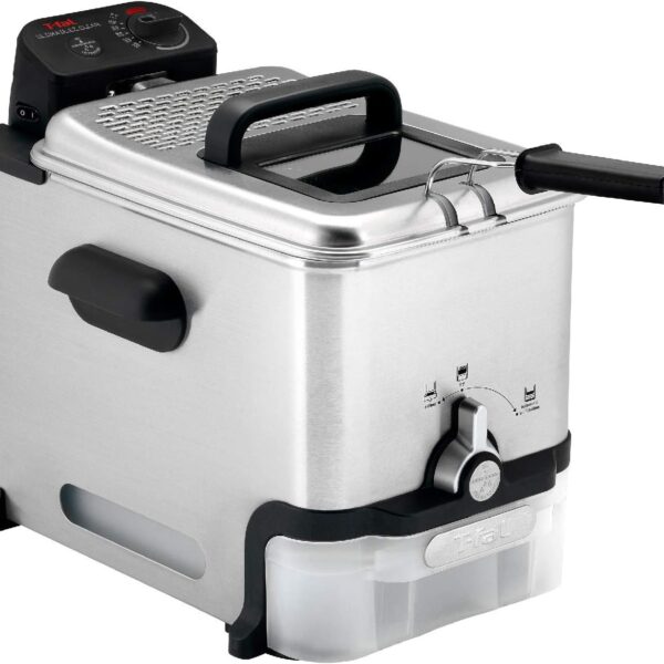 T-fal 3.5L Stainless Steel Deep Fryer with Basket for Home Use, 1700W, Deep Fryer with Oil Filtration, Temp Control, Digital Timer