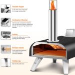 BIG HORN OUTDOORS 12" Woodfire Pizza Stone Oven, 887°F Outdoor Stainless Pizza Cooker, Portable for Party Usage, Black