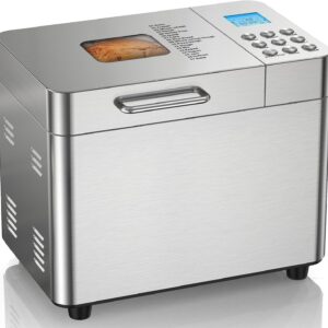 2LB Bread Maker Machine, OSIPOTO 17 in 1 Automatic Stainless Steel Bread Machine, Non-stick, Beginner-Friendly Controls, 15 Hour Timer, Easy to Clean Low Noise, High Success Rate for Homemade Bread