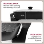 Elite Gourmet EG6203 Extra Deep 16"x13"x3.2" (10.5Qt.) Scratch Resistant, Easy Pour Spout, Dishwasher Safe, Non-stick Electric Skillet with Vented Glass Lid, Adjustable Temperature, Black