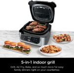 Ninja | Indoor Grill | Foodi | 5-in-1 (Grill, Air Fry, Roast, Bake, and Dehydrate | Fits up to 3lb Roast | Smoke Control System and Dishwasher Safe Parts| Black/Grey | AG301