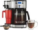 Hamilton Beach 2-Way Programmable Coffee Maker, 12 Cup Glass Carafe And Single Serve Coffee Maker, Black with Stainless Steel Accents, 49980RG