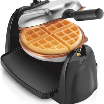 Hamilton Beach Belgian Waffle Maker with Removable PFAS-Free Durathon Nonstick Coated Plates, Easy Flip, Ceramic Grids, Black (26031)