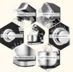 Kitchen in the box Stand Mixer,3.2Qt Small Electric Food Mixer,6 Speeds Portable Lightweight Kitchen Mixer for Daily Use with Egg Whisk,Dough Hook,Flat Beater (Black)