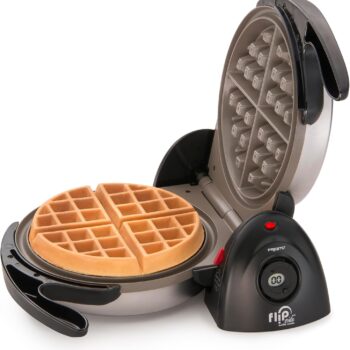 Presto 03510 Ceramic FlipSide Belgian Waffle Maker, Nonstick, Cool Touch Handles, Black