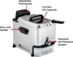 T-fal 3.5L Stainless Steel Deep Fryer with Basket for Home Use, 1700W, Deep Fryer with Oil Filtration, Temp Control, Digital Timer