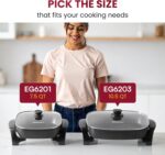 Elite Gourmet EG6203 Extra Deep 16"x13"x3.2" (10.5Qt.) Scratch Resistant, Easy Pour Spout, Dishwasher Safe, Non-stick Electric Skillet with Vented Glass Lid, Adjustable Temperature, Black