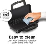 Proctor Silex Deluxe Hot Sandwich Maker With Easy-Clean Durable PFAS-Free Nonstick Ceramic Plates, Fits up to 2 Grilled Cheese, Ruebens, Tortas or Subs, Stainless Steel (25415MN)