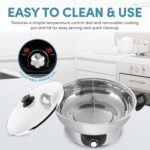Aroma Housewares ASP-610 Dual-Sided Shabu Hot Pot, 5Qt, Stainless Steel Aroma Housewares 3 Uncooked/6 Cups Cooked Rice Cooker, Steamer, Multicooker, 2-6 cups, Black