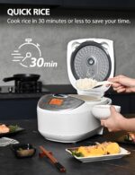 Toshiba Rice Cooker 6 Cup Uncooked – Japanese Rice Cooker with Fuzzy Logic Technology, 7 Cooking Functions, Digital Display, 2 Delay Timers and Auto Keep Warm, Non-Stick Inner Pot, White