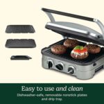 Cuisinart Griddler Indoor Grill, Panini Press, Sandwich Maker & More, 5-in-1 Grilling, Dishwasher-Safe Nonstick Cooking Plates, GR-4NNAS, Stainless Steel
