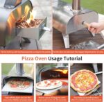 BIG HORN OUTDOORS 12" Woodfire Pizza Stone Oven, 887°F Outdoor Stainless Pizza Cooker, Portable for Party Usage, Sliver