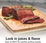 Hamilton Beach Electric Indoor Searing Grill with Viewing Window & Adjustable Temperature Control to 450F, 118 sq. in. Surface Serves 6, PFAS-Free Removable Nonstick Grate, Stainless Steel