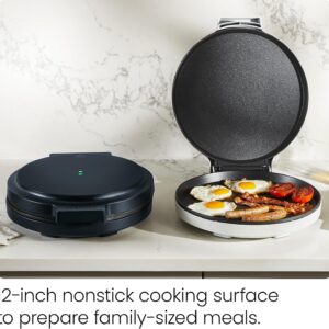 Chefman Everything Maker & Pizza Oven – 1440W Countertop Electric Pizza Maker with 12” Nonstick Cooking Plates, Plus Makes Quesadillas, Omelettes and More, with Indicator Lights and Vertical Storage