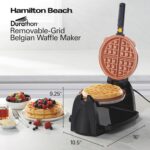 Hamilton Beach Belgian Waffle Maker with Removable PFAS-Free Durathon Nonstick Coated Plates, Easy Flip, Ceramic Grids, Black (26031)