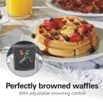 Hamilton Beach Belgian Waffle Maker with Removable PFAS-Free Durathon Nonstick Coated Plates, Easy Flip, Ceramic Grids, Black (26031)